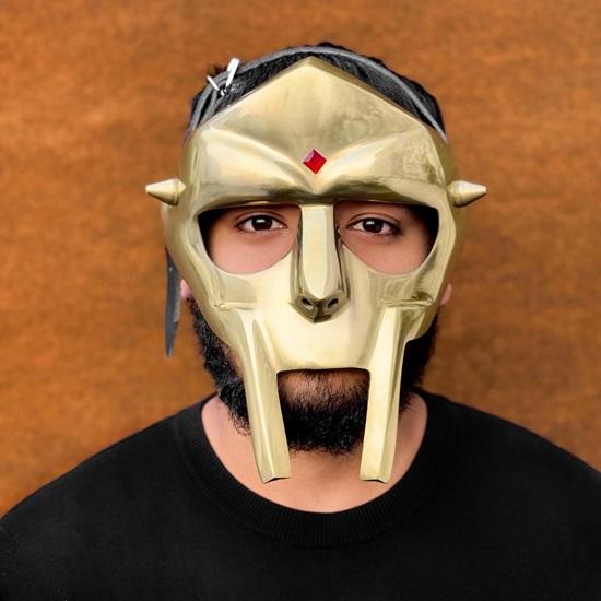 MF Doom Gladiator Mask Прочная стальная маска для лица с латунной отделкой для косплея, костюмов, уникальных рождественских подарков