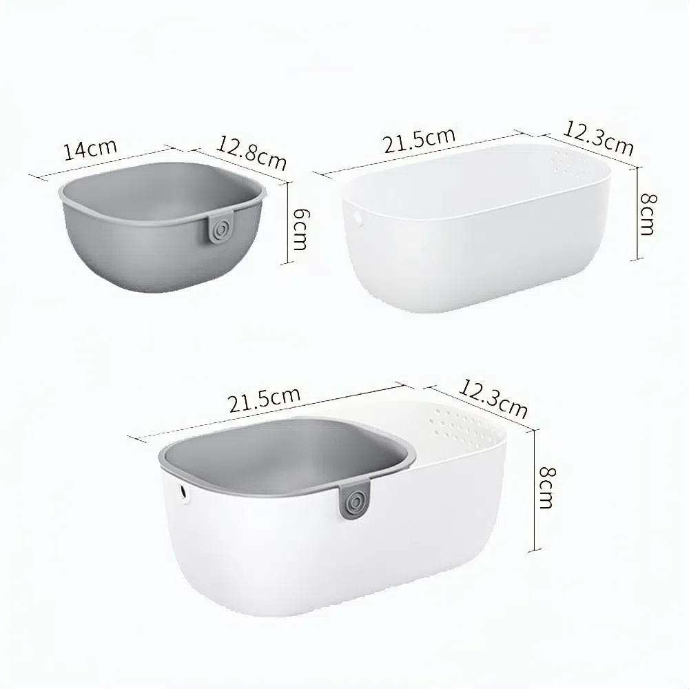 Big Capacity Double Layer Drain Basket Plastic Fruit Plate Thickened Dried Fruit Box Kitchen