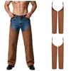 Men Cowboy Faux Suede Chaps Removable Buckle Leg Protection Covers for Horse Riding Role Play Themed Party Costume