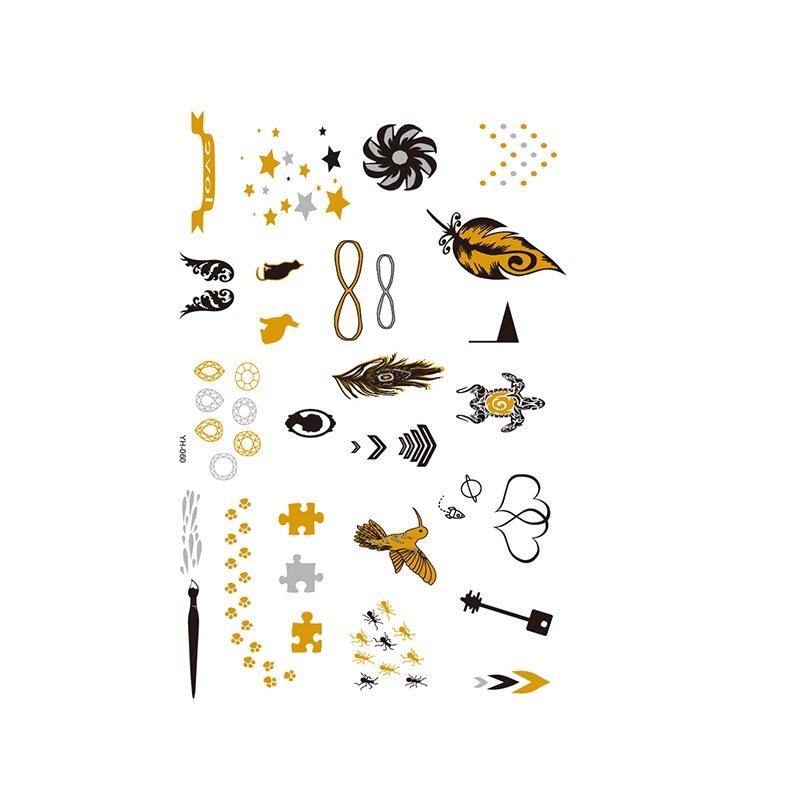 Yh ретро большая бронзовая татуировка наклейка водонепроницаемая татуировка наклейка Amazon набор горячая серебристая цветная печать наклейка