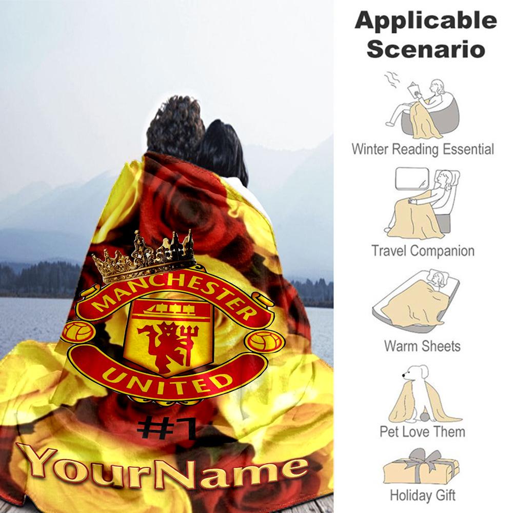 Manchester Customize Text Blanket Multi-purpose Personalized Blanket Ultra-Soft Perfect for Seaside Office Home Decor Living Room Ideal for All Season