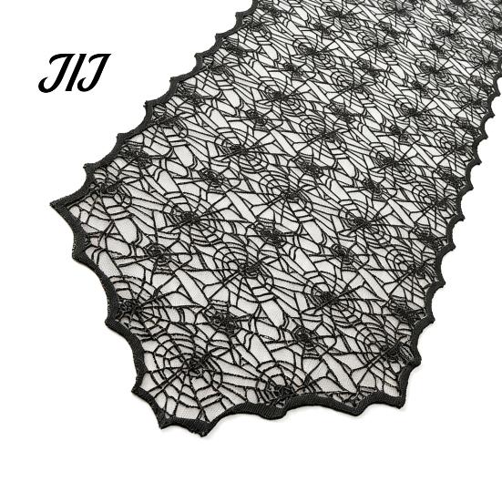 Black Hollow Lace Tablecloth Halloween Table Runner, Spider Web Runners, 17.7 x Retro Cocktail Party Decor 70.9Inch for Home Dinner Kitchen