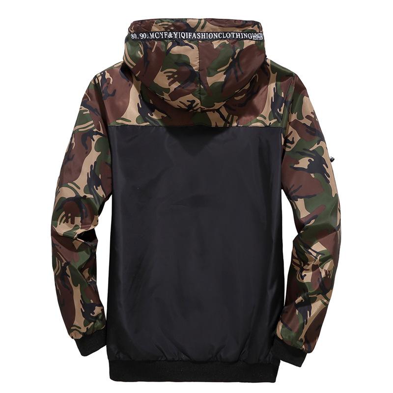 Men's Jacket Spring and Autumn Camouflage Coat Male's Casual Thin Hooded Zippered Jacket Youth Fashion Hooded Coat Plus Size