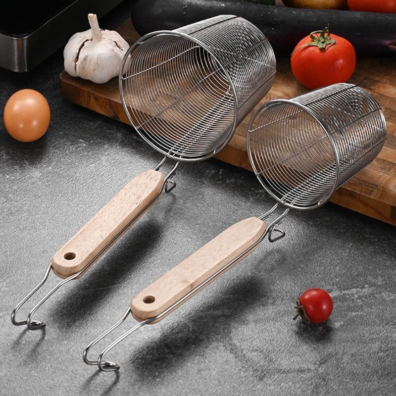 Multifuntional 201Stainless Steel Food Strainer Basket with Ergonomic Handle Suitable for Steaming and Blanching