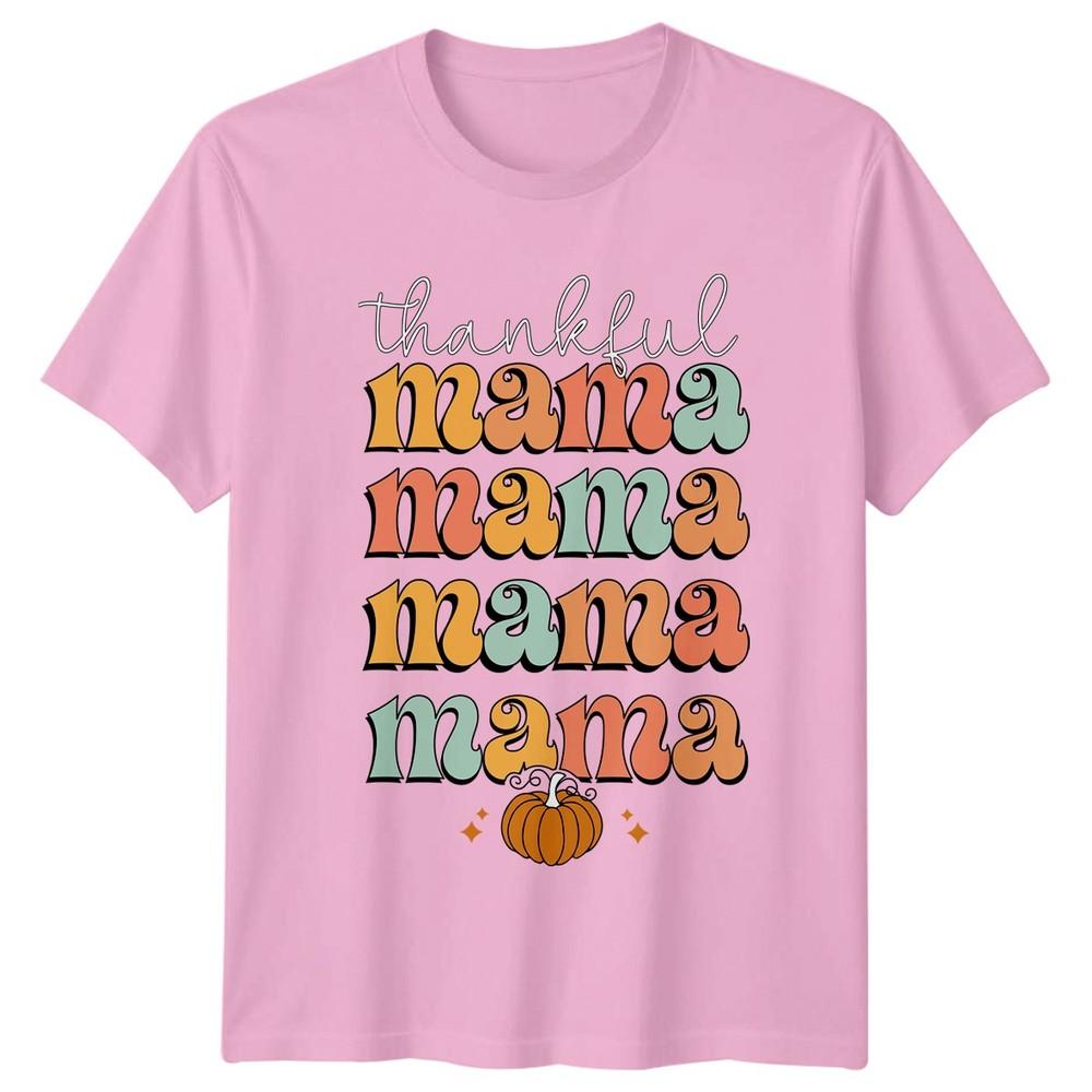 Thankful Mama Unisexs TShirt Groovy Fall Season Thanksgiving Gift
