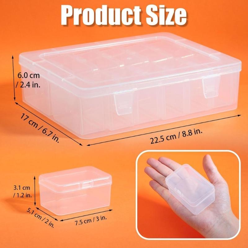 Small Parts Storage Box with 12 Clear Compartments PP Plastic Lidded Organizers Case for Beads Earrings Nail Rhinestones Craft and Desk Accessories
