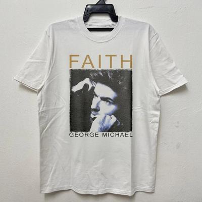 Футболка George Michael Faith для мужчин Классическая Поп-музыка Графическая футболка Ретро 80-х Фанату Винтажный Портрет Принт Короткий рукав Повседневный Топ