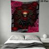 Skulls Roses Gothic Floral Fusion Tapestry Fashion Print Wallmounted Work Of Art Background Cloth Background Wall Hanging Cloth