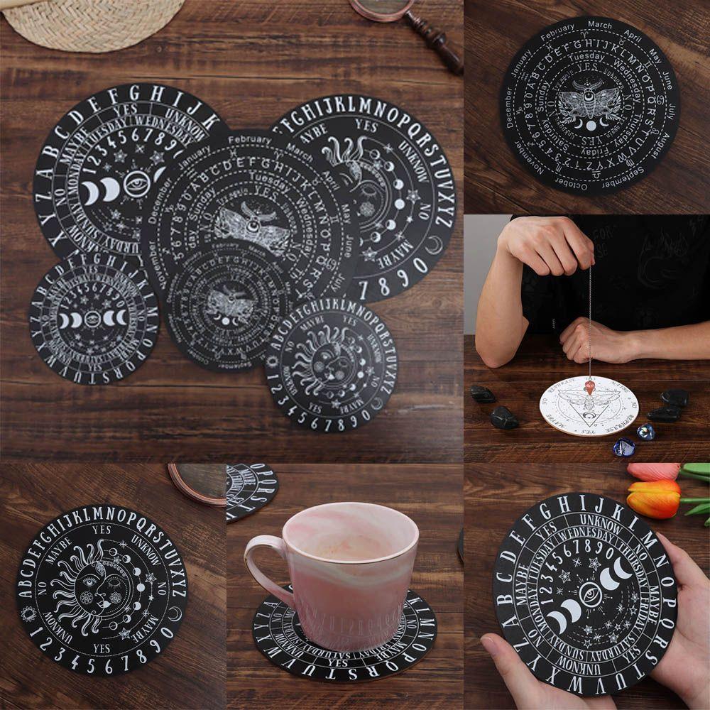 Остроконечный со звездами, солнцем и луной, кошачий узор, черно-белый цвет, ломтик деревянной основы, деревянная маятниковая доска