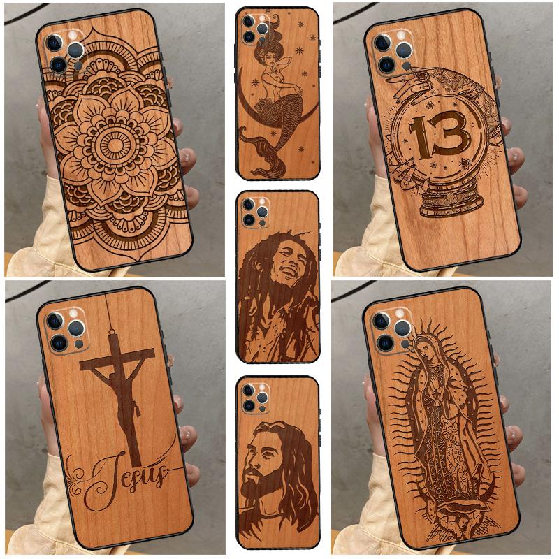 Buddha Jesus Guadalupe Wood Case For Samsung Galaxy M34 M14 M54 M13 M15 M36 M55 M35 M56 M16 M31 M11 M53 M12 M32 M52 M06
