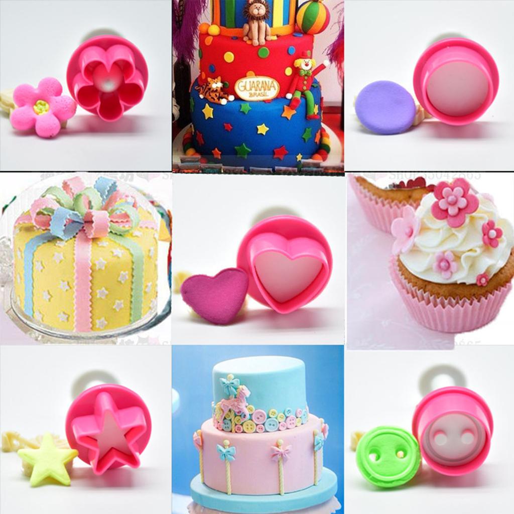 Пятиугольная форма для печенья в форме сердца, плунжерный резак, принадлежности для украшения торта, формы для помадки, пятиугольные формы для цветов сливы