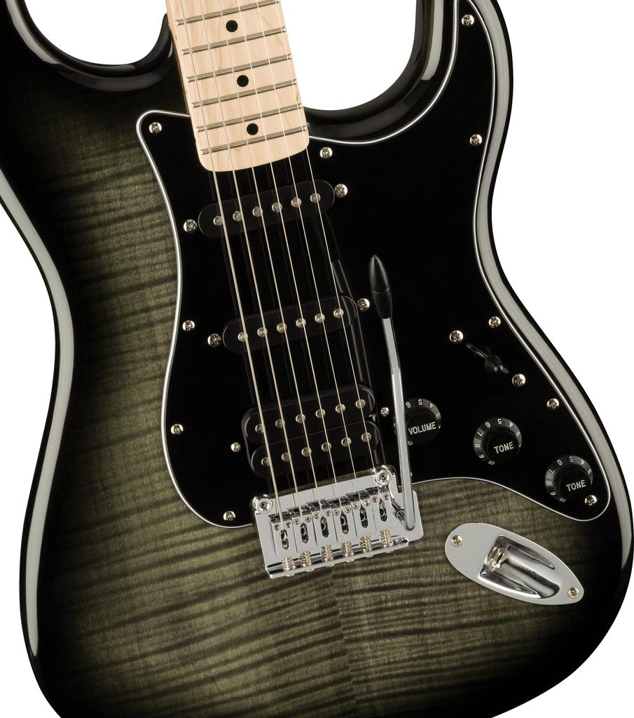 Электрогитара Squier by Fender Affinity FMT Maple Black Black Burst с мягким чехлом Series™ Stratocaster® HSS, накладкой на гриф, пикгардом,