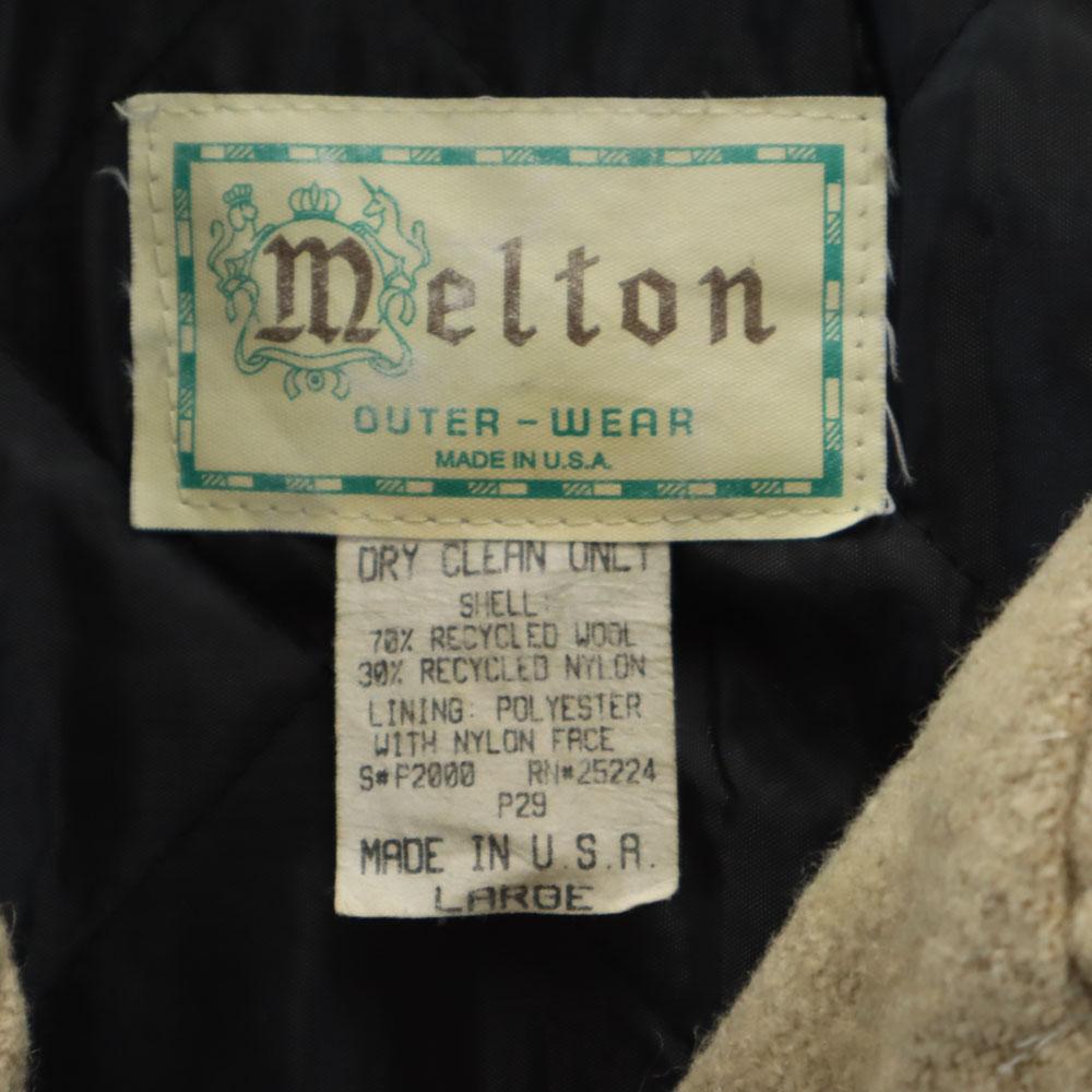 Мелтон 70-е Сделано в США Винтажное шерстяное пальто-бушлат L бежевое Стеганая спина Женское Б/У