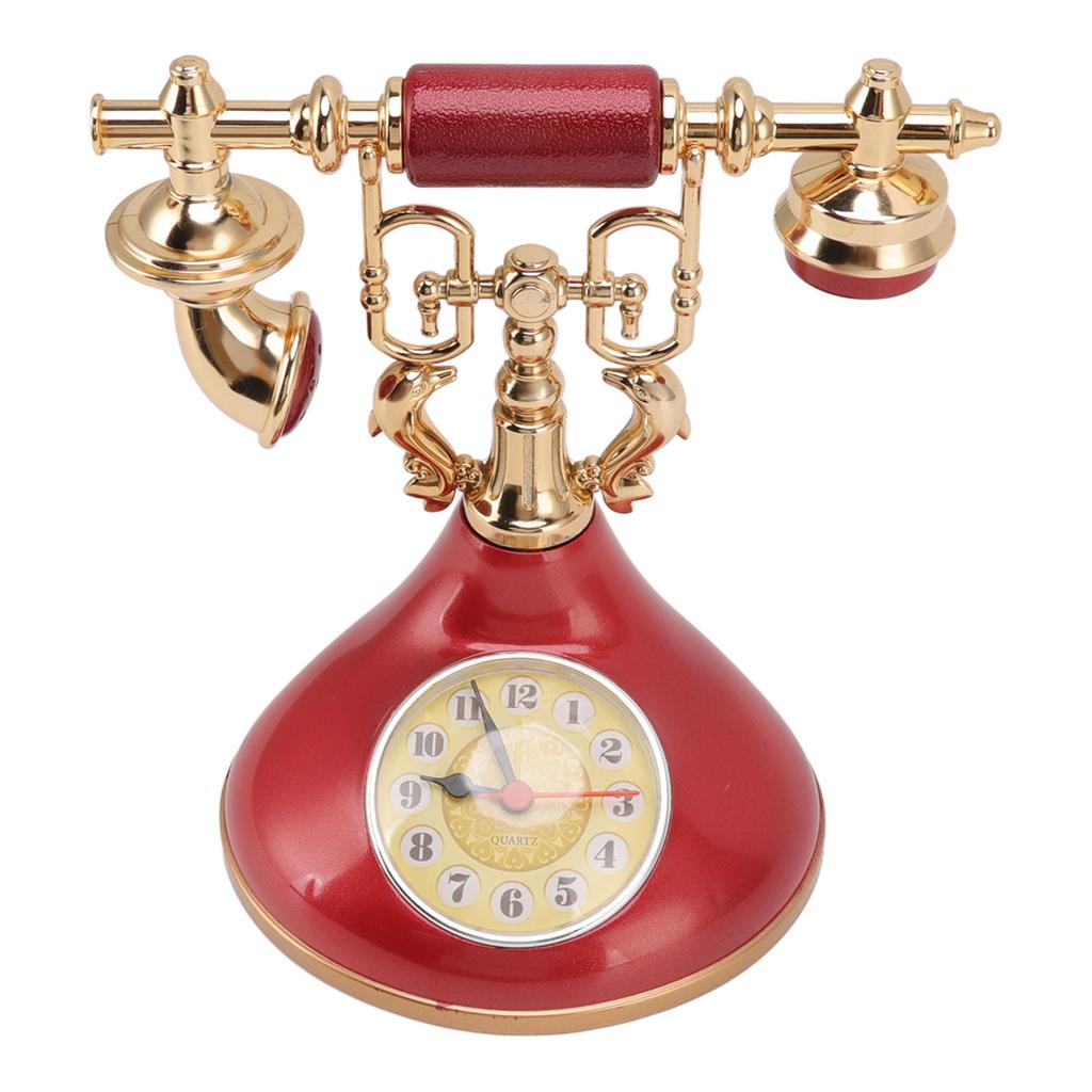 Vintage Telephone Alarm Clock Unique Elegant Accurate Time Bedside Clock Decoration for Home Cafe