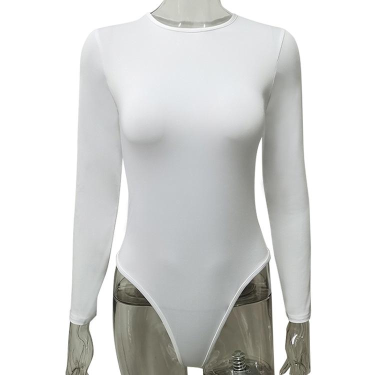 GMXIA Осенне-зимний повседневный женский боди с длинным рукавом и круглым вырезом