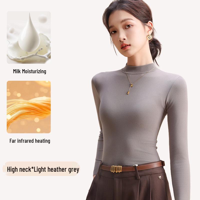 Women's Autumn & Winter Seamless Slim Fit Base Layer: Medium High Neck Warm Top