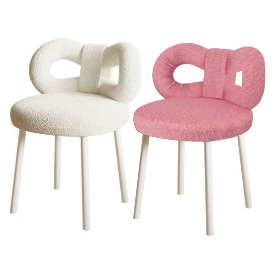 Туалетный столик со спинкой с бантом для гостиной, для женщин и девочек, для спальни, для макияжа, регулируемые подушечки для ног, безрукий туалетный стул, сиденье для бокового столика