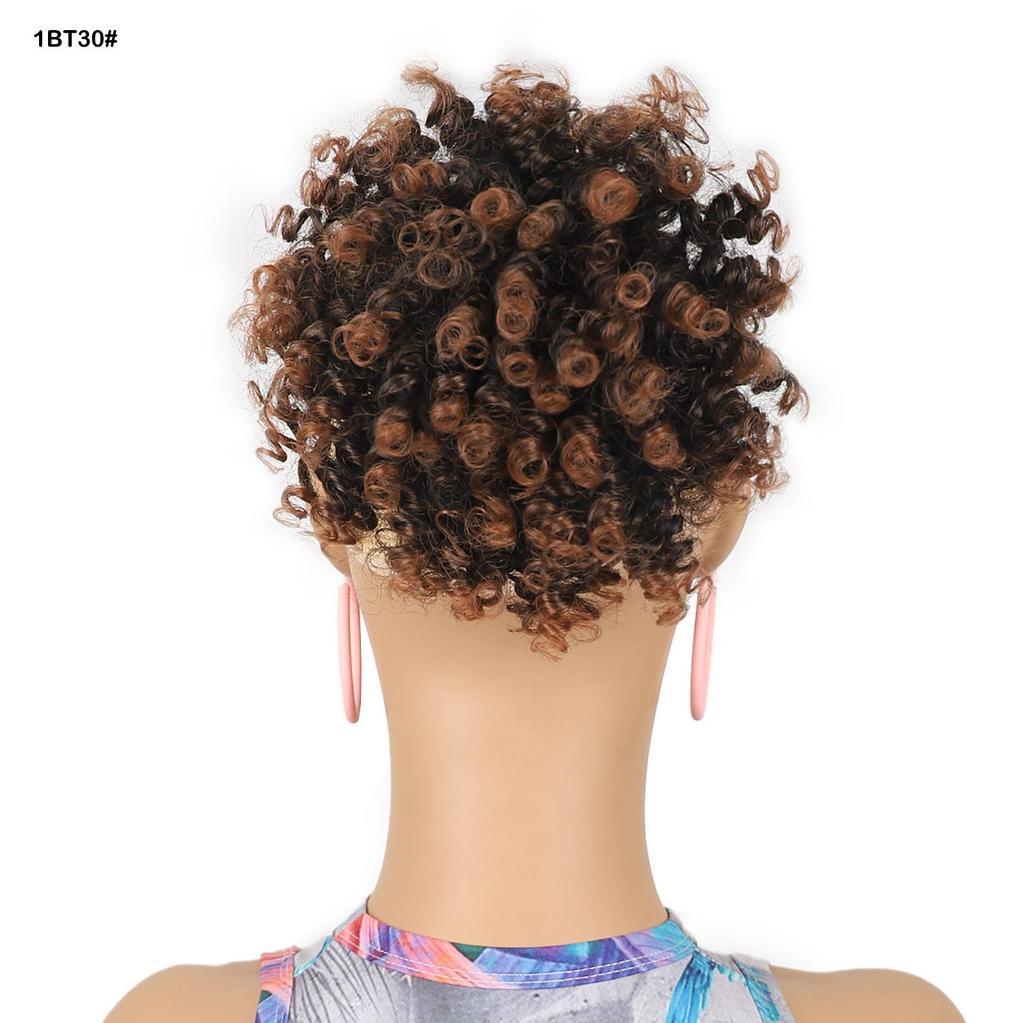 Африканский кудрявый пучок-бублик шиньон резинка обертка афро пуф черный синтетический парик для женщин для ежедневного использования