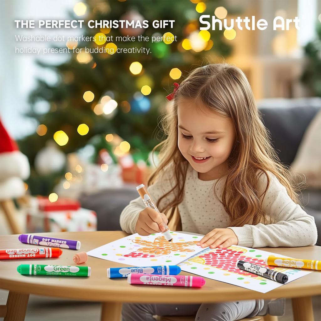 Маркер Shuttle Art Dot 20 цветных точек, смываемый, с простым в использовании рисунком, ручка для подарков на входе, цвета, на водной основе, 12 мл, детская ручка, вода,