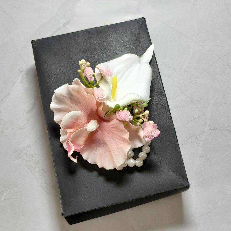 Calla Lily & Phalaenopsis Wedding Corsage Set for Bride, Groom's Parents, Business Meetings.
