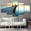 Canvas Painting Wall Art Frame Home Decor Pictures 5 Pieces wood bridge with sunrise sea Poster Living Room HD Printed