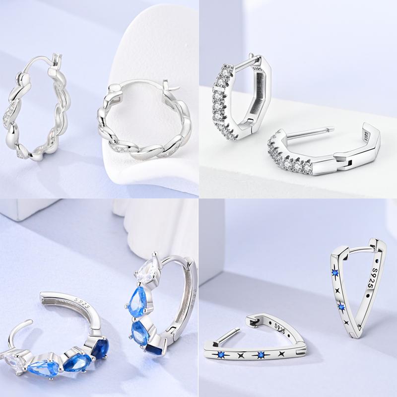 Серьги-кольца из серебра 925 пробы с разноцветными цирконами, паве, серьги-кольца для женщин, девушек, ювелирный подарок