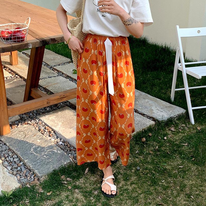1011 new cotton and silk pajama pants women's high-end casual simple thin wide-leg pants can be worn outside casual loungewear