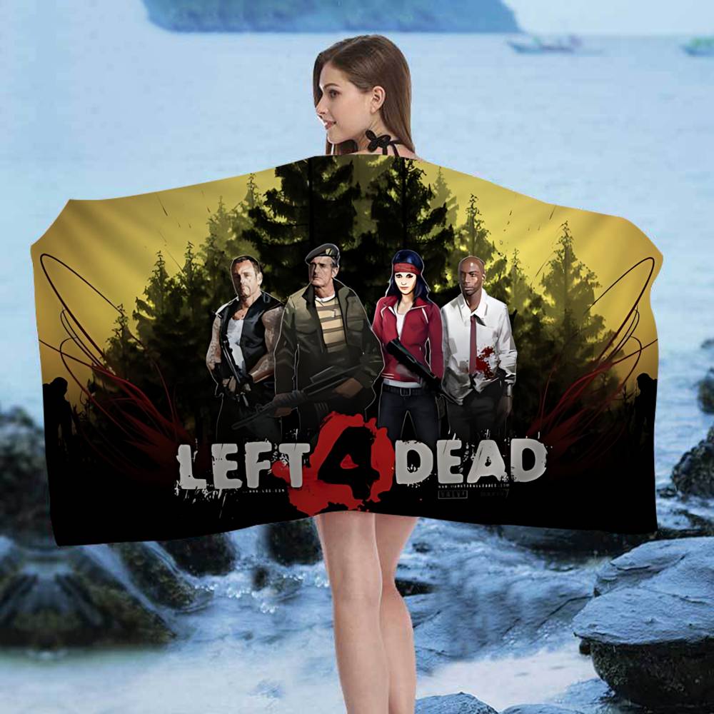 Горячая игра Left 4 Dead Большие пляжные полотенца из микрофибры Быстросохнущее полотенце Песчаные пляжные полотенца Полотенце для бассейна для путешествий Плавание Бассейн Йога