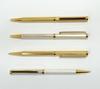 Brass hexagonal rotating engraved ballpoint pen and mechanical set of in a gold pencil, 2, high-quality box, K7-6KS-1-K