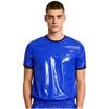 Водонепроницаемая быстросохнущая футболка для мужчин Контрастная отделка Короткий рукав Круглый вырез Скрытая молния на спине Эластичный подол для путешествий Пеших прогулок Лето