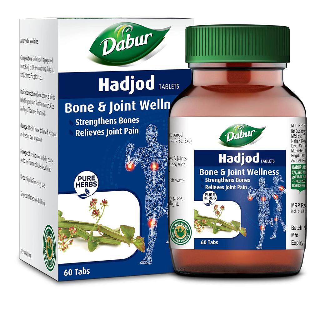 Dabur Hadjod Tablets - 60 Tablets | Natural Bone & Joint Support Supplement | Promotes Mobility, Bone Density & Fracture Healing