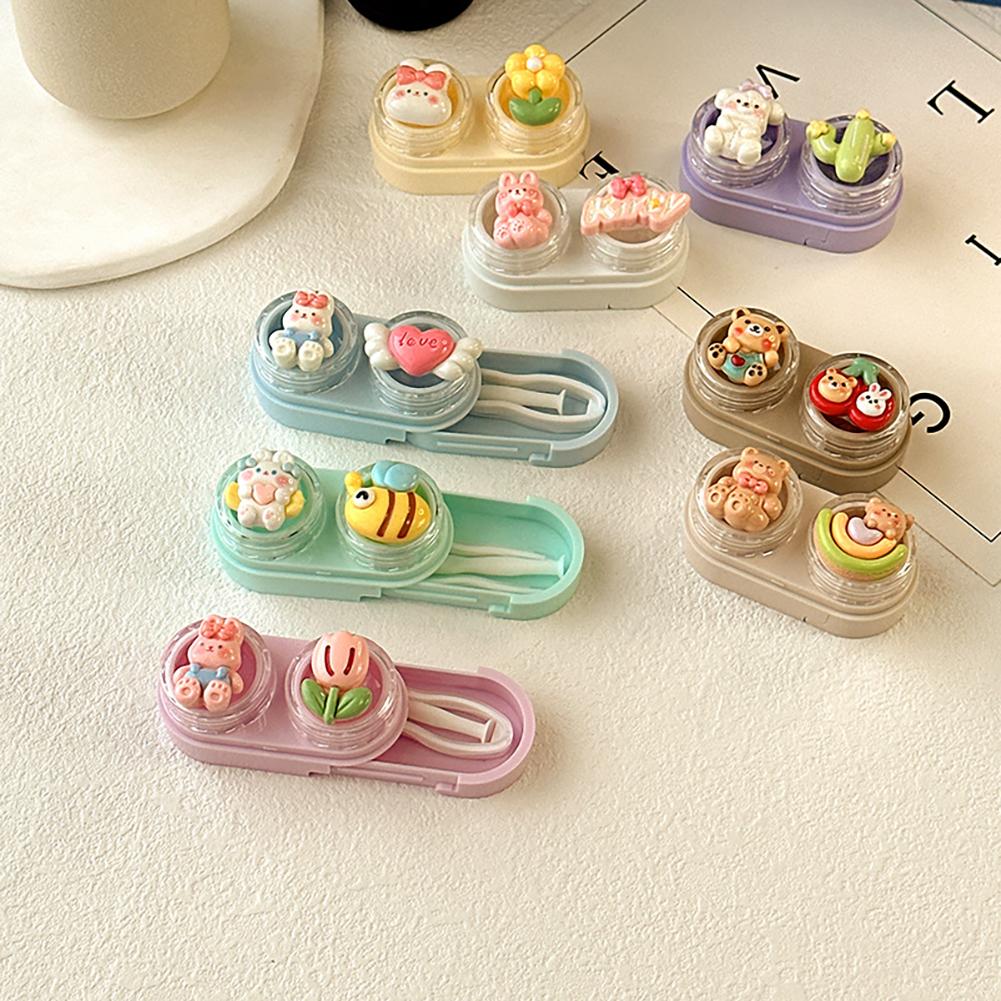 Cartoon Creative Drawer Style Contact Lens Case Compact Portable Contact Lens Care Box Multicolor Contact Lens Companion Box