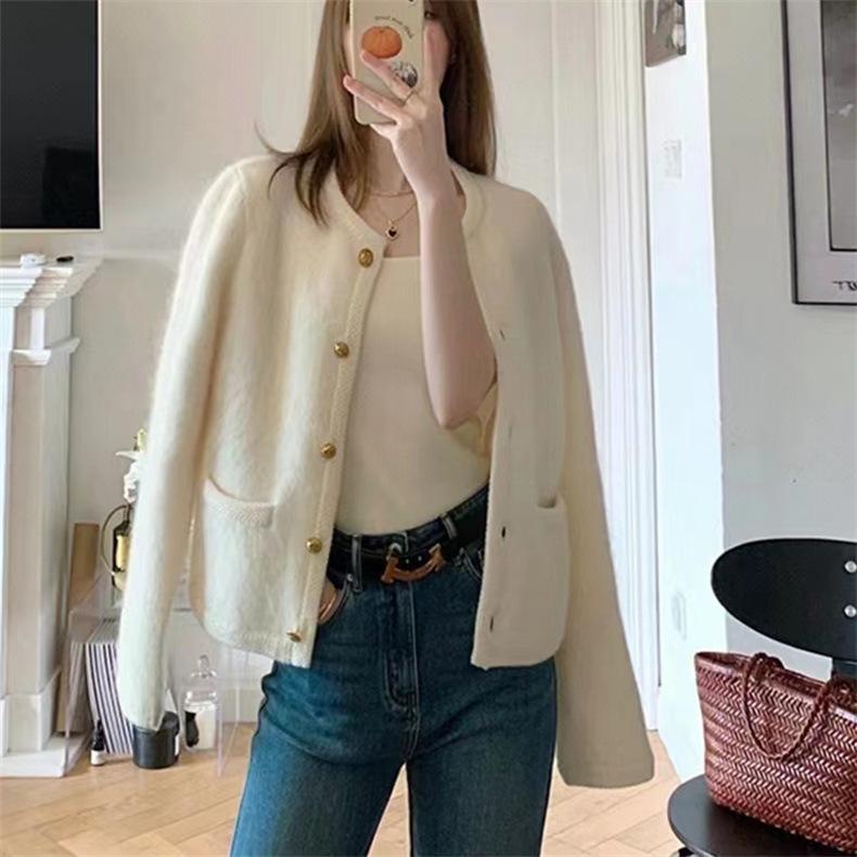 Женский короткий белый свитер, пальто, элегантный короткий топ с длинным рукавом, женский топ, повседневная свободная куртка, пальто