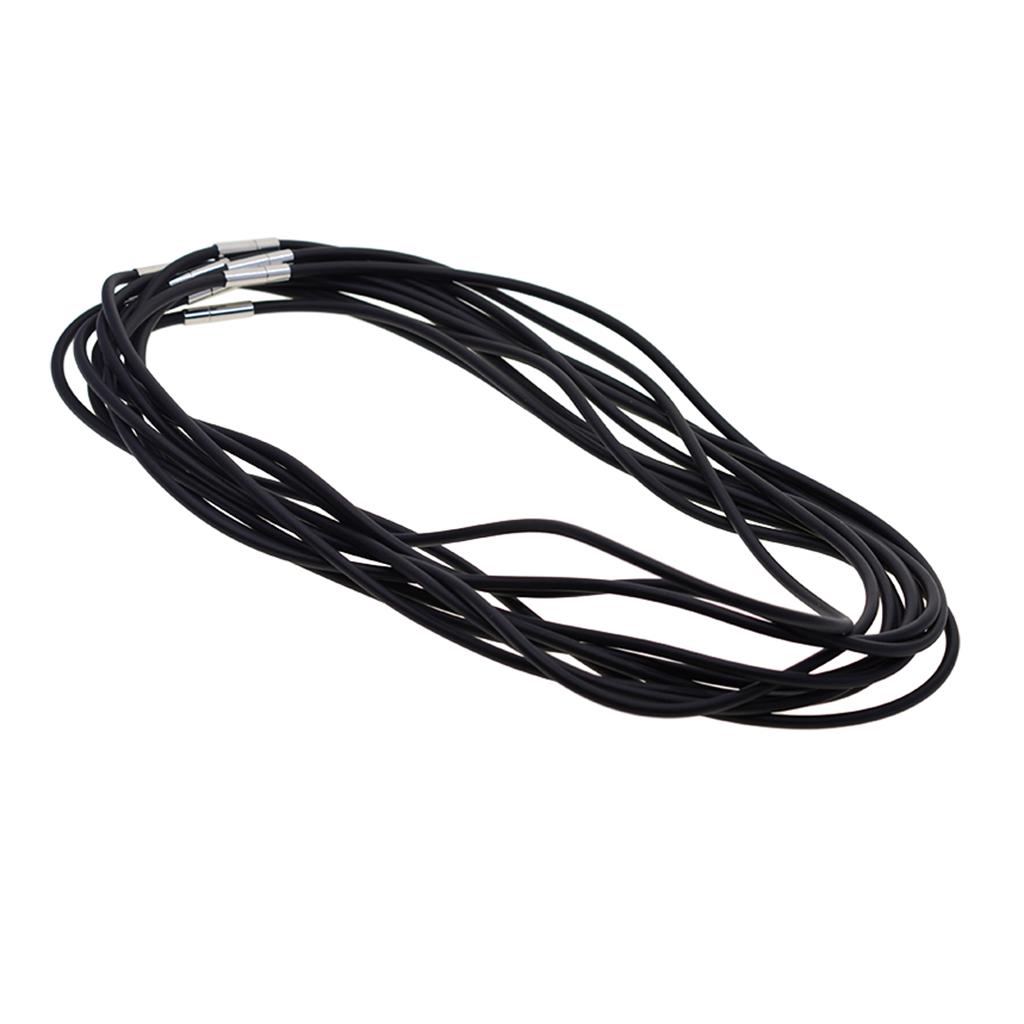 20 Pieces 3mm Black Rubber Cord Rope Necklace Chain with Copper Plug Clasp
