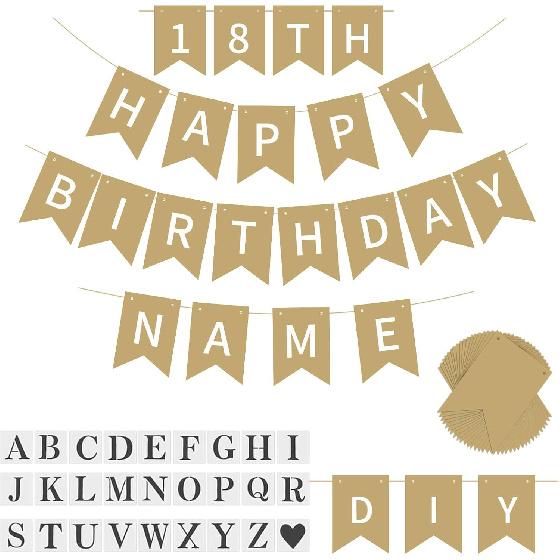 Blue Banner kit, Phrase Banner, ize Your Party Banner Signs, Handwriting Banners Party Supplies Unique Decor With Letters A~Z and heart Stencil