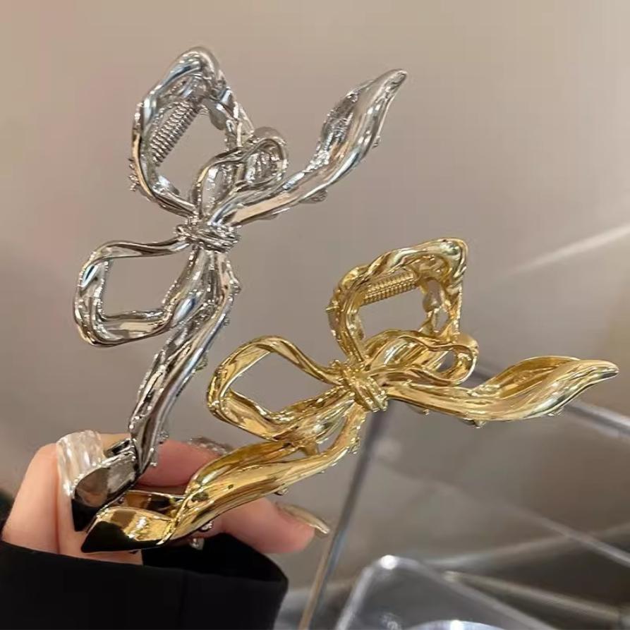 Новые Женские Элегантные Геометрические Заколки-Клешни для Волос Винтажные Простые Зажимы для Волос Крупные Металлические Заколки-Автоматы Модные Аксессуары для Волос