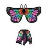 2Pcs/Set Girl Butterfly Wings Costume with Tutu Skirt Vibrant Color Versatile Seasonal Wear Carnival Cosplay Fairy Dress-Up Set