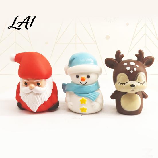 Cute Holiday Decorations for Micro Landscape Christmas Vinyl Figurines Santa Claus Snowman Reindeer Mini Statue Small Cake Toppers Desktop
