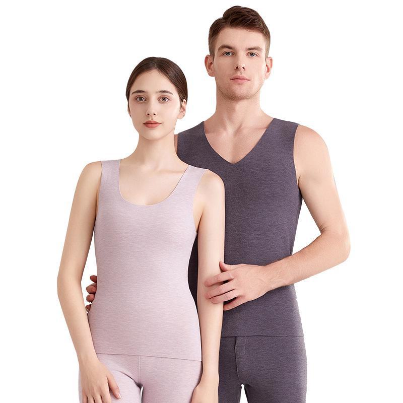 Термобелье унисекс из немецкой шерсти: Бесшовный утепленный жилет из шелка и кашемира, плюс бархат, плотный и теплый для осени и зимы.