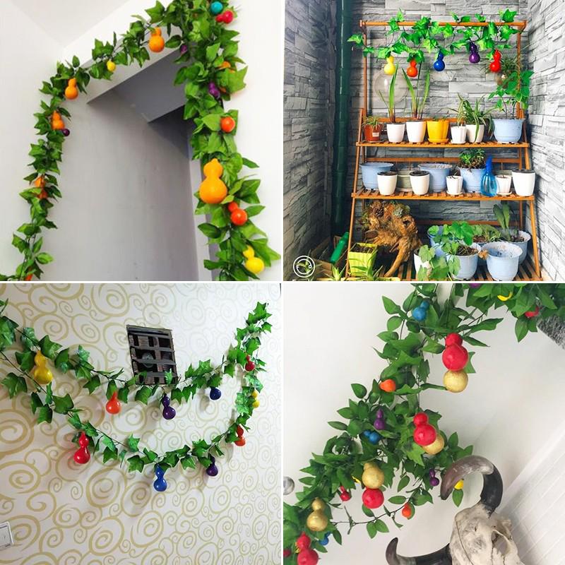 Artificial Fruit & Vine Ceiling Decoration - Grape Leaf & Gourd Water Pipe Cover