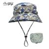 Camouflage mountaineering basin hat outdoor men's big head circumference bucket hat sun protection can be stored bionic camping jungle hat