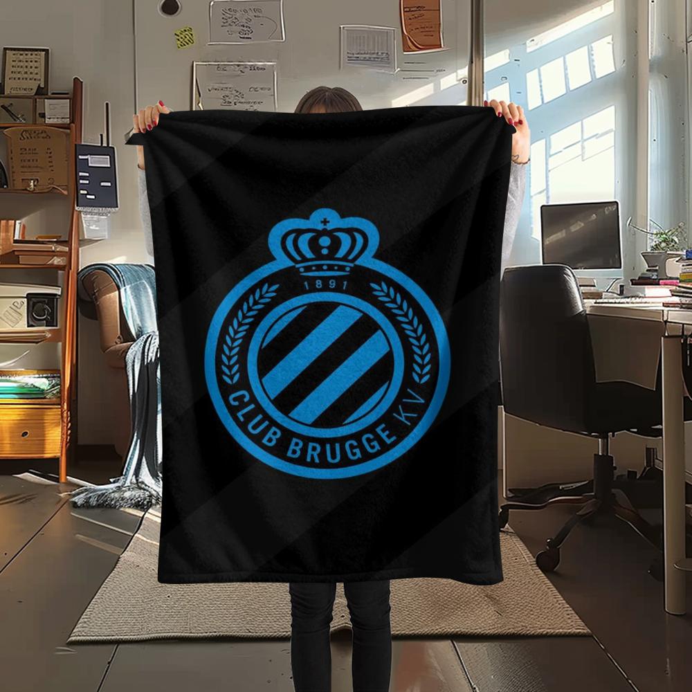 1Pc Club Brugge K V Print Flannel Blanket, High quality Comfortable for All Seasons, Home Decor, Warmth and Comfort, Perfect for Christmas Gifts