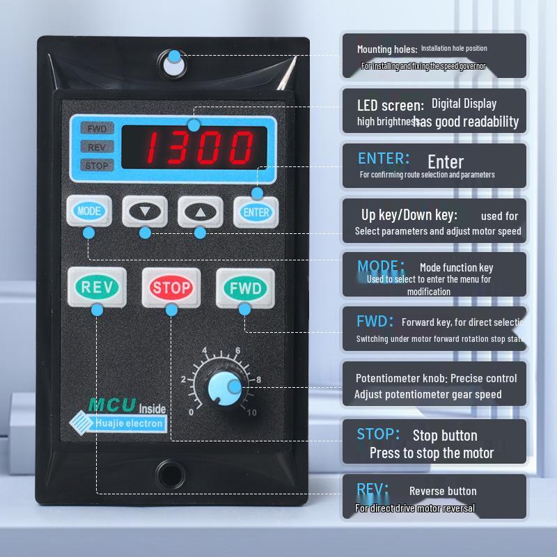 Регулятор скорости мотор-редуктора переменного тока 6-400 Вт UX-52 с бесступенчатым управлением и цифровым дисплеем, 220 В