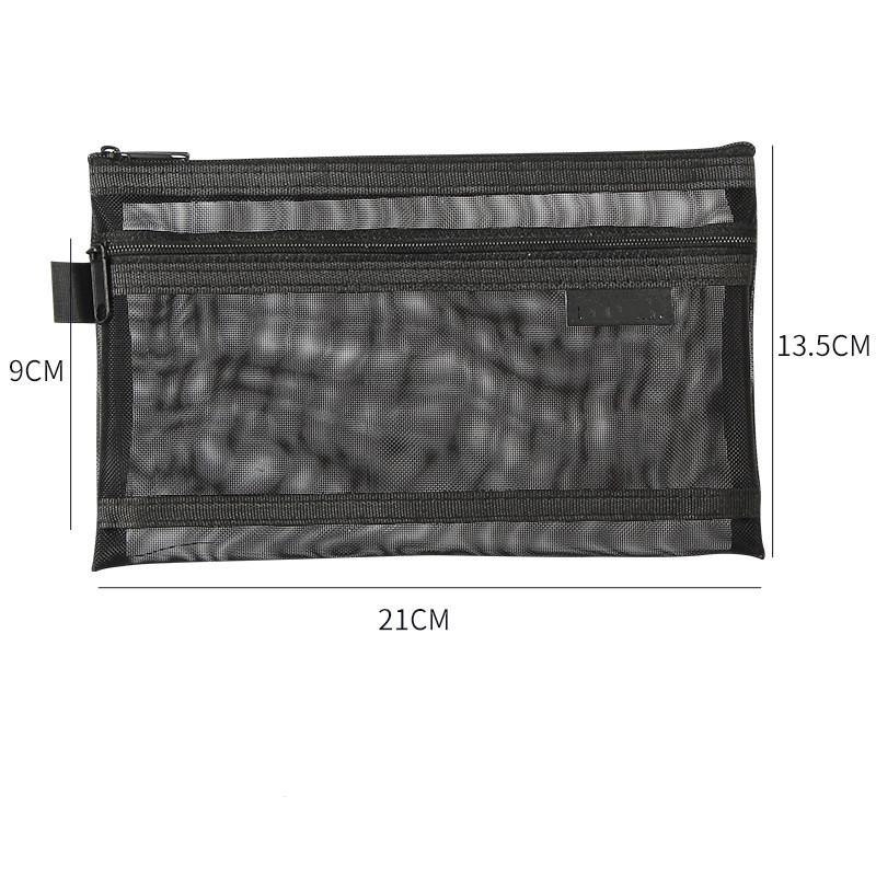 Large Capacity Simple Color Pencil Case Student Exam Series Hand Account Net Yarn Transparent Stationery Storage Supplies Bag