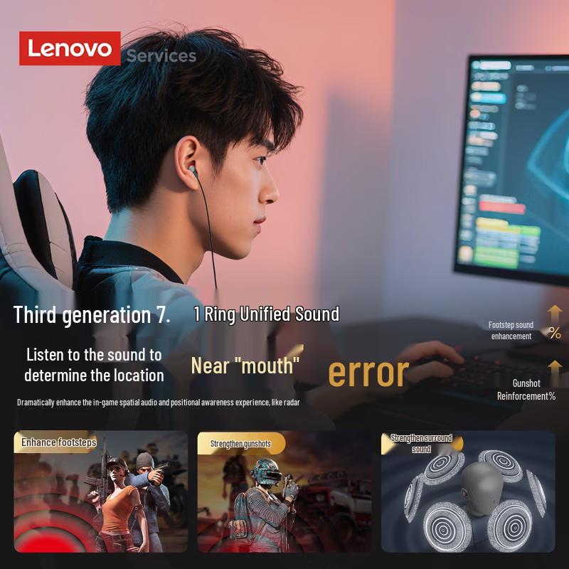 Lenovo Проводные внутриканальные игровые наушники Y100Pro
