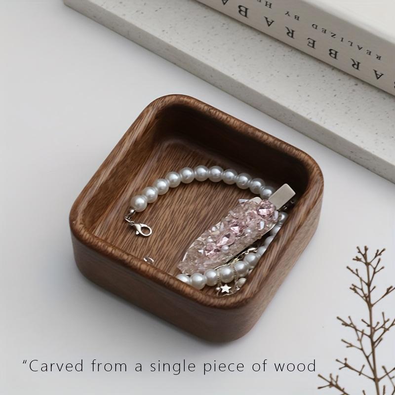 1pc Multi-Function Jewelry Storage Box & Key Organizer, Walnut Wood Entryway Tray for Rings, Earrings - Desktop Drawer Organizer