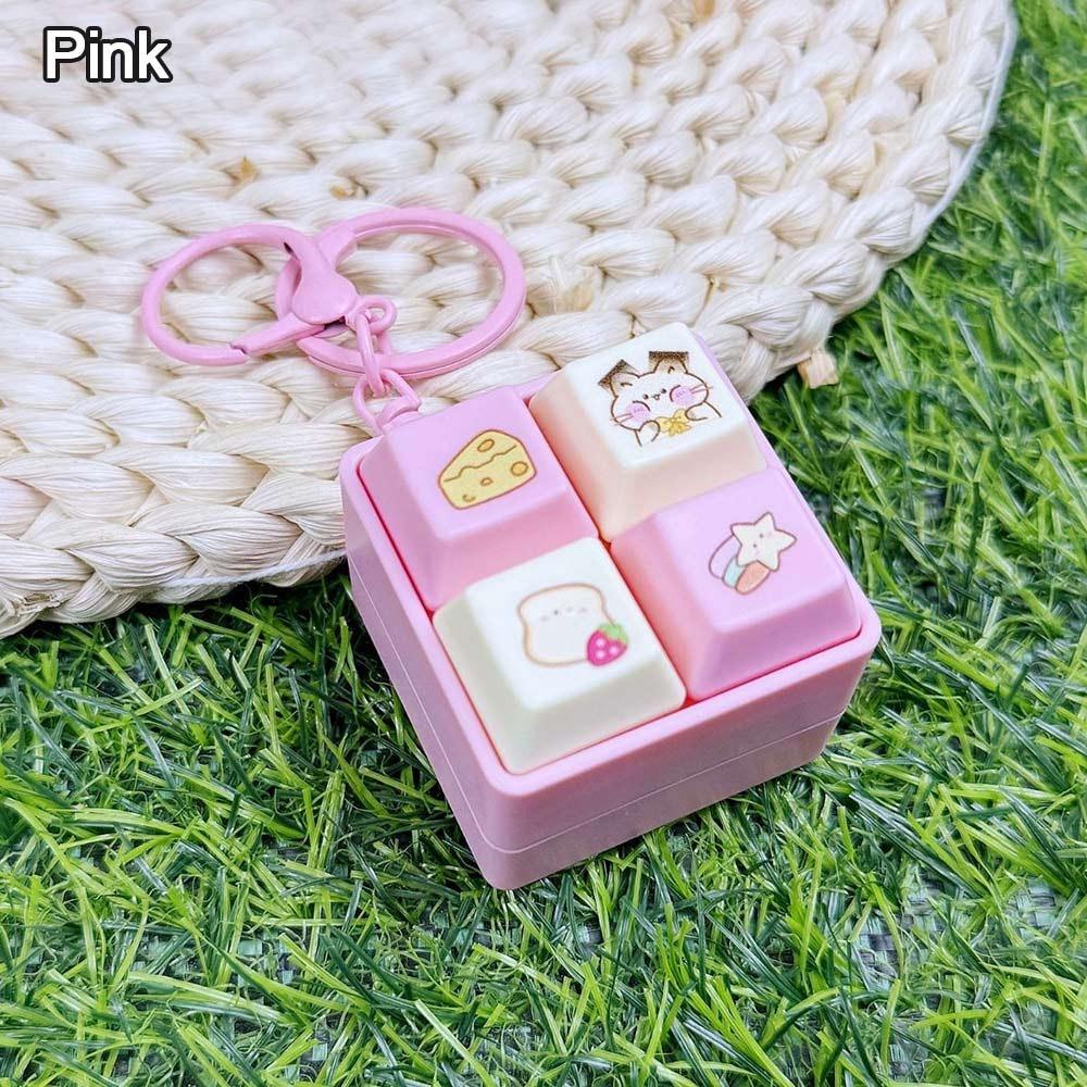 Keys Button Finger Keyboard Caps Cartoon Four-square Keychain Relaxing Clicker Toy