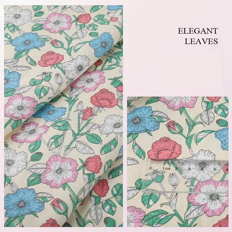 Ткань с цветочным принтом Высококачественная хлопковая ткань Дышащая Мягкая для одежды Шитья Платья Постельное белье Простыни Шторы Материал