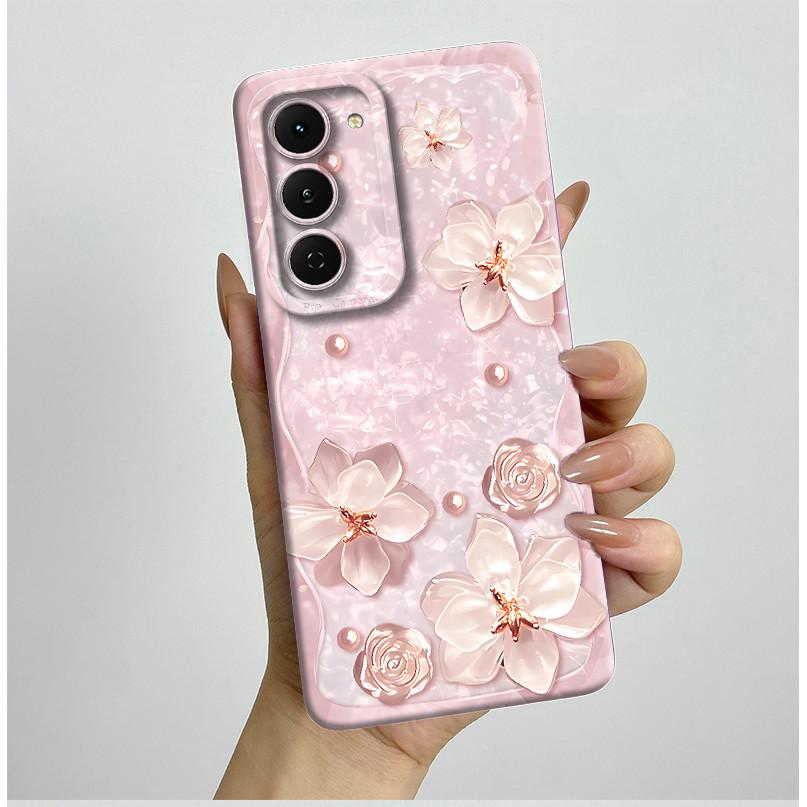 Чехол для Tecno Spark 40 Pro 40Pro+ Plus 4G Эстетичный Цветочный Чехол для Телефона Тонкий Жидкий Силикон Защита от Падений Мягкий Чехол