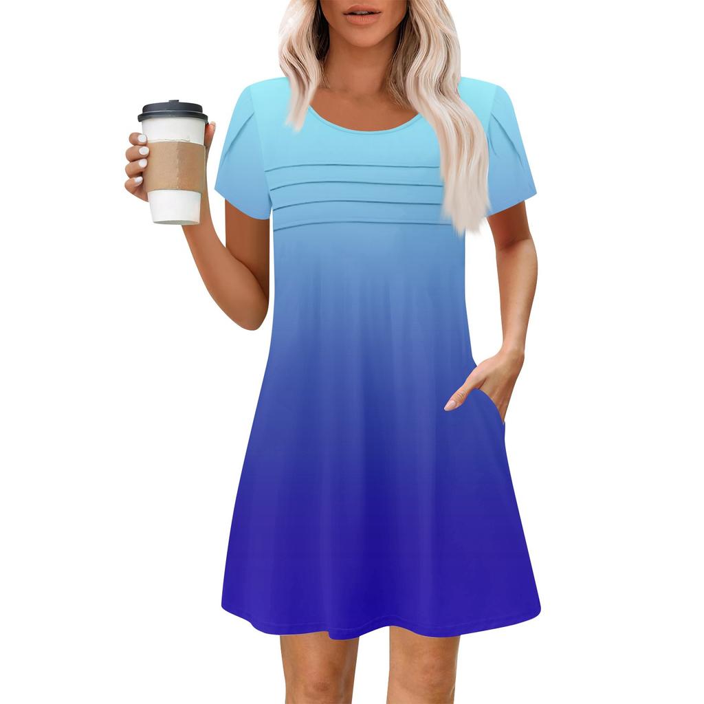 Женские летние повседневные лепестковые узкие полосатые плиссированные однотонные платья